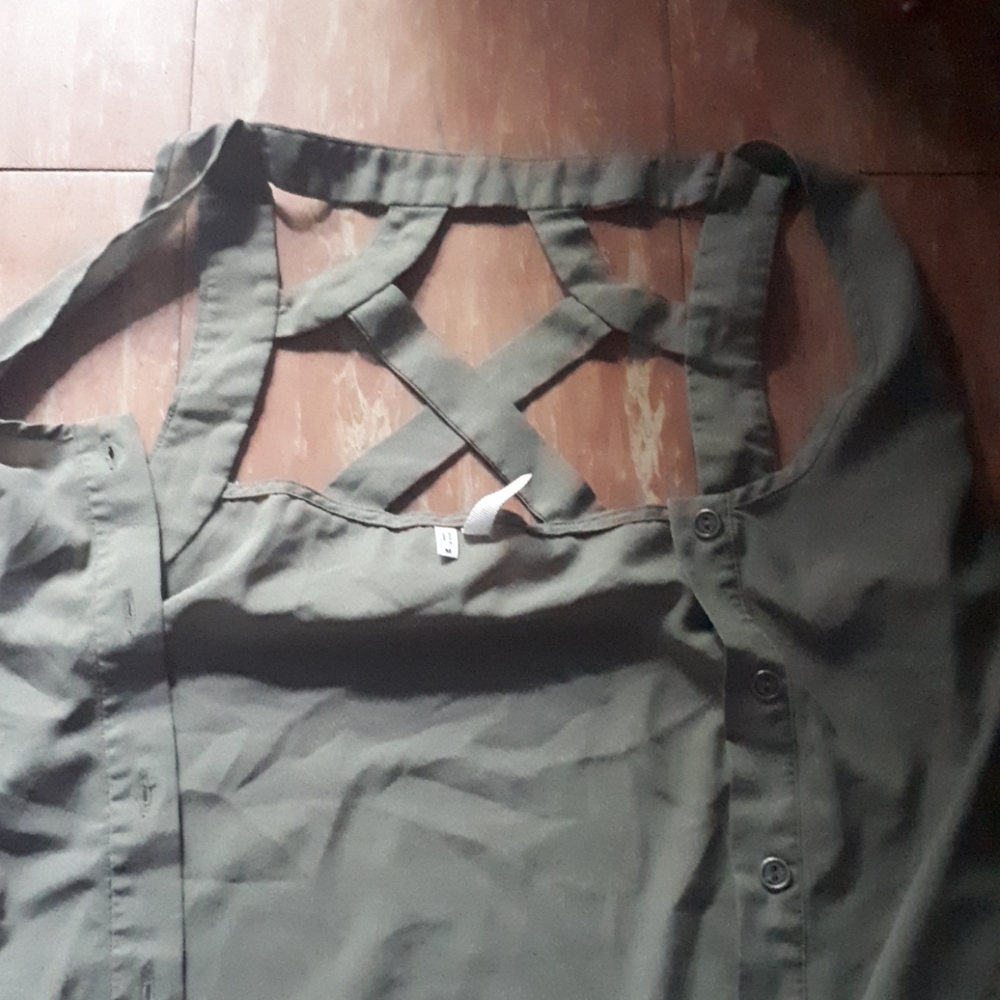 Button up tank top with laces in the back top